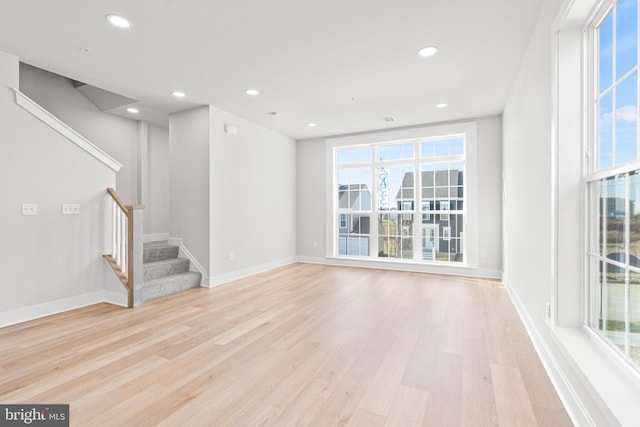 unfurnished living room featuring light hardwood / wood-style flooring