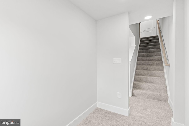 stairs with carpet flooring