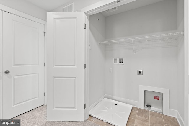 laundry area featuring hookup for an electric dryer and hookup for a washing machine