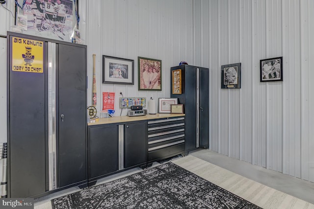 interior space featuring concrete floors