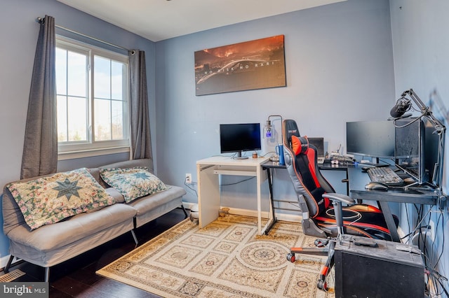 office space featuring hardwood / wood-style flooring