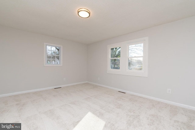 unfurnished room featuring light carpet and a wealth of natural light