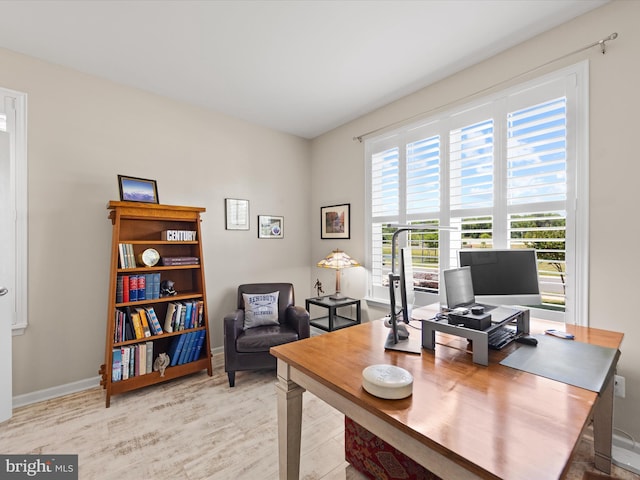 office featuring light hardwood / wood-style flooring