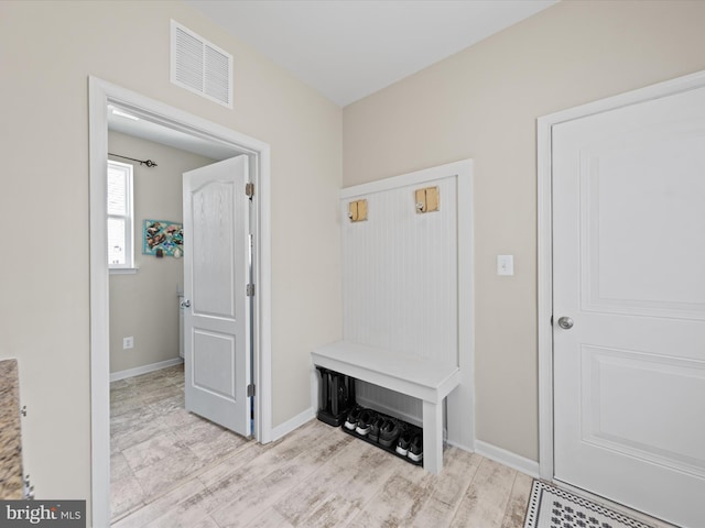 mudroom featuring light wood-type flooring