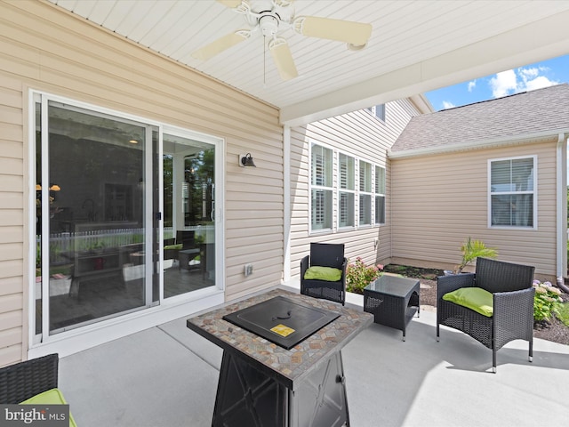 view of patio / terrace with an outdoor hangout area and ceiling fan