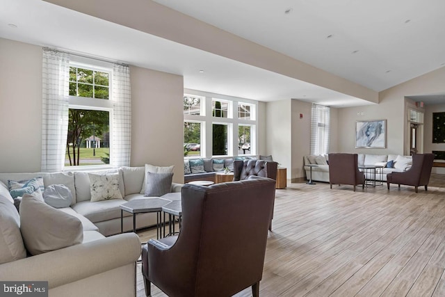 living room with light wood-type flooring