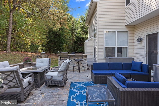 view of patio / terrace with an outdoor living space