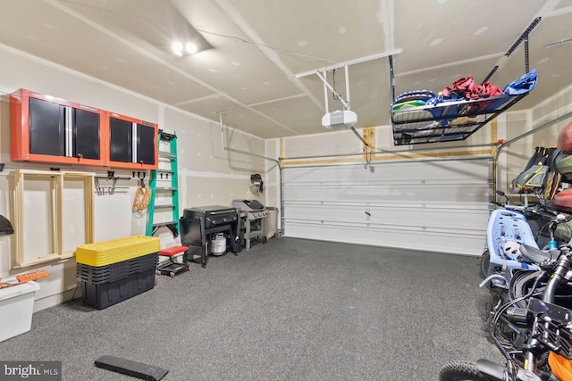 garage with a garage door opener