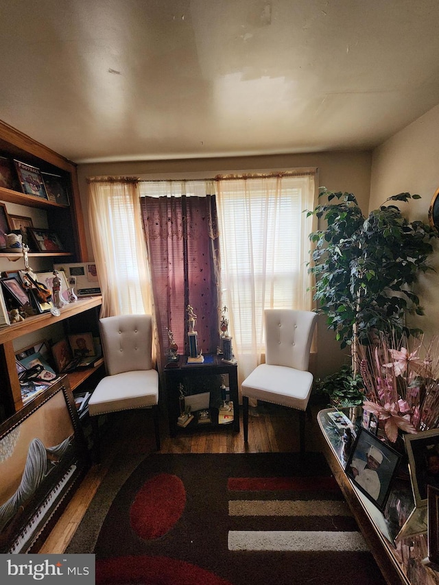 living area featuring hardwood / wood-style floors