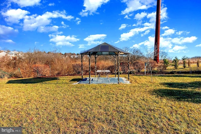 view of yard with a gazebo