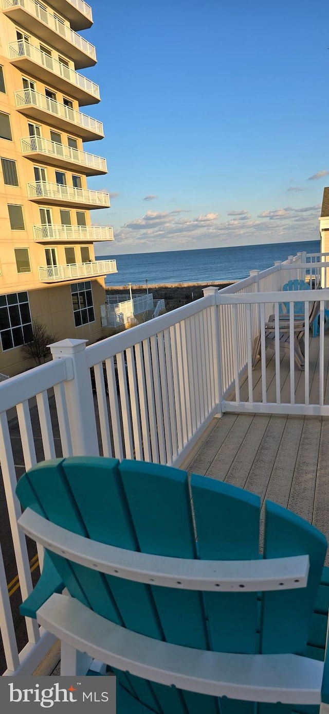 deck with a water view