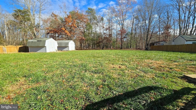 view of yard featuring a shed