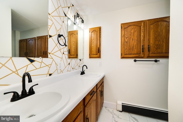 bathroom featuring vanity and a baseboard radiator