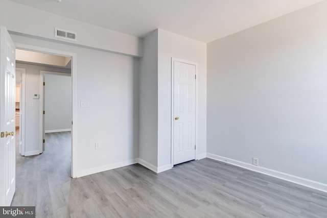 interior space with light hardwood / wood-style floors