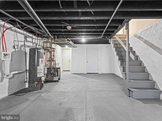 basement featuring water heater