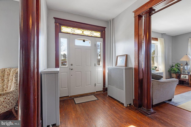 foyer featuring dark hardwood / wood-style floors