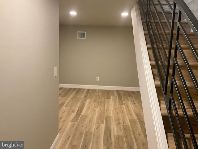 interior space with light hardwood / wood-style floors