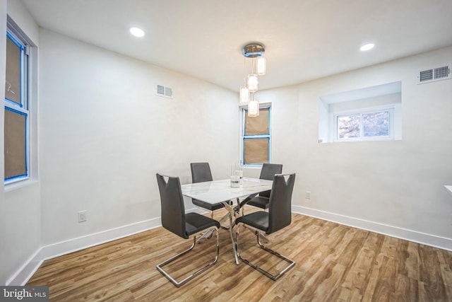 dining room with wood-type flooring