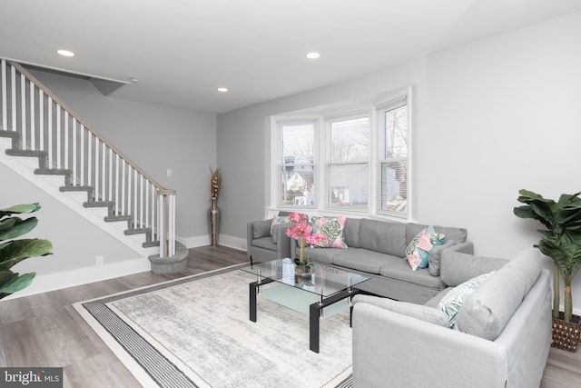 living room with hardwood / wood-style floors