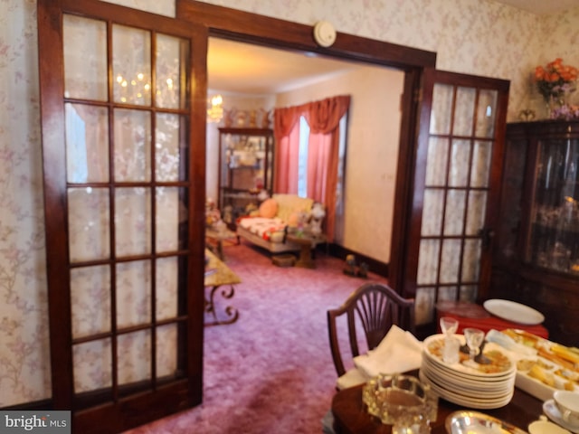 view of carpeted dining room