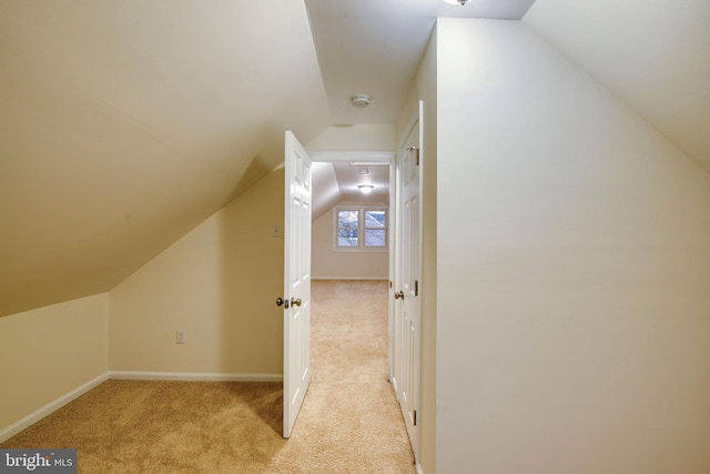 additional living space with light carpet and lofted ceiling