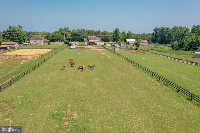 aerial view with a rural view