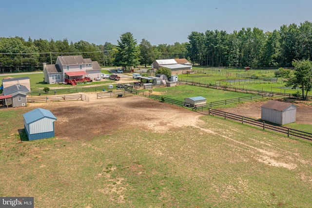 drone / aerial view with a rural view