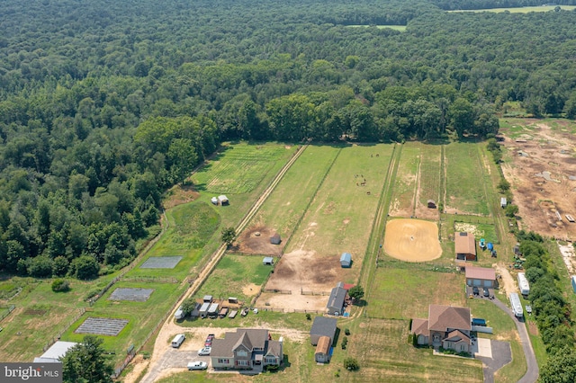 bird's eye view featuring a rural view