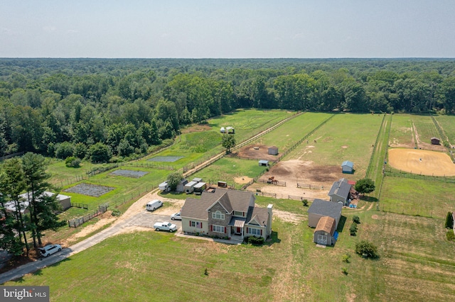 aerial view with a rural view