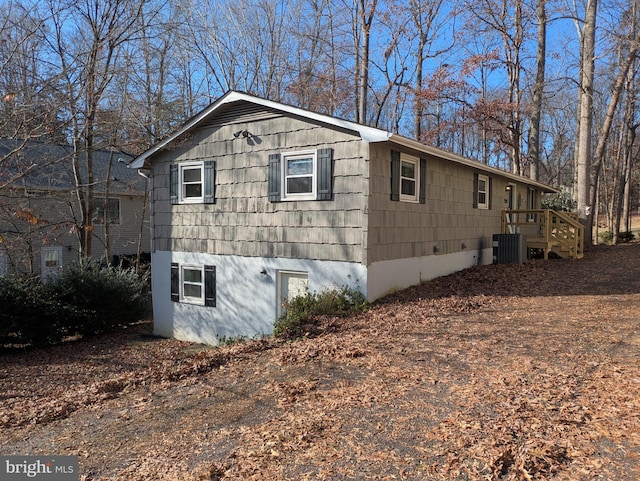 view of property exterior featuring central AC unit