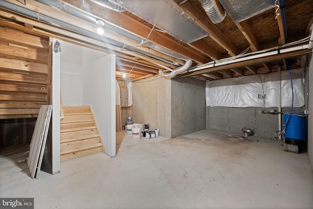 basement with electric panel