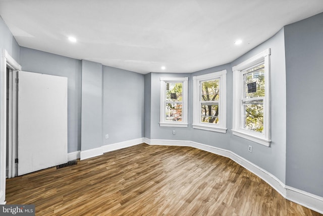 spare room featuring wood-type flooring