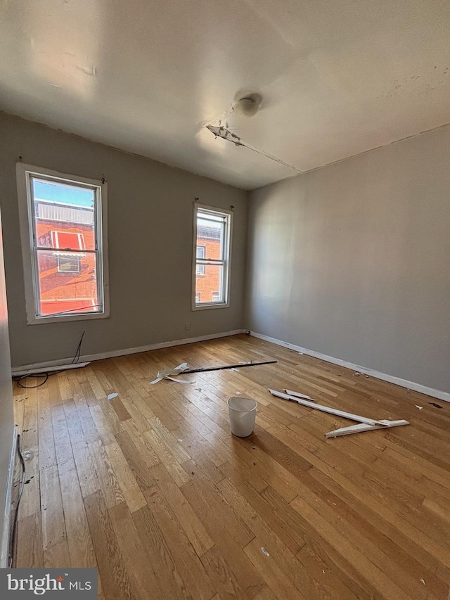 spare room featuring wood-type flooring