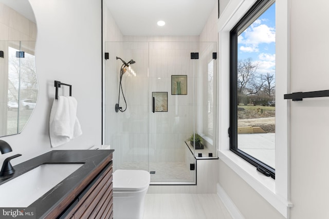 3113 Circle Hill Rd, Alexandria, VA 22305 - full bathroom featuring toilet, vanity, and a stall shower