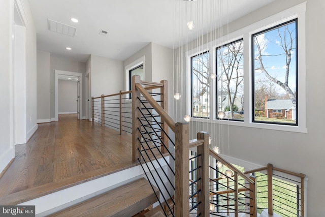3113 Circle Hill Rd, Alexandria, VA 22305 - stairway featuring wood finished floors, healthy amount of natural light, recessed lighting, and baseboards