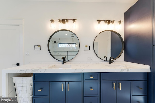 bathroom featuring vanity and walk in shower