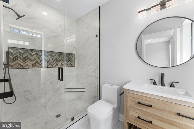 3113 Circle Hill Rd, Alexandria, VA 22305 - full bathroom with vanity, marble finish floors, a marble finish shower, and toilet