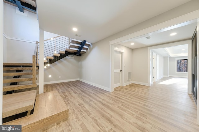 3113 Circle Hill Rd, Alexandria, VA 22305 - basement with light hardwood / wood-style flooring