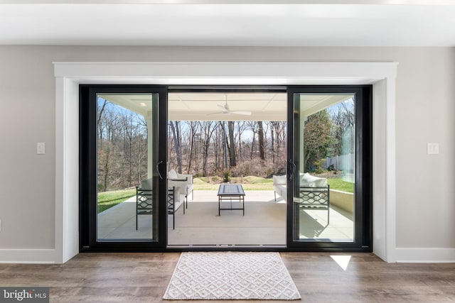 3113 Circle Hill Rd, Alexandria, VA 22305 - doorway featuring wood finished floors and baseboards