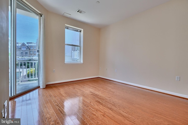 empty room featuring a wealth of natural light and light wood-type flooring