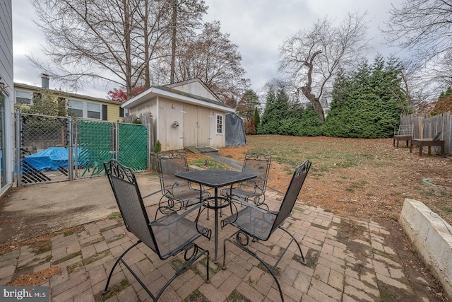 view of patio / terrace with an outdoor structure