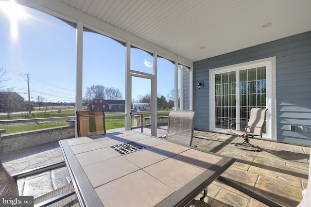 view of unfurnished sunroom