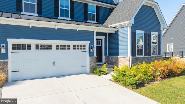 exterior space featuring a garage