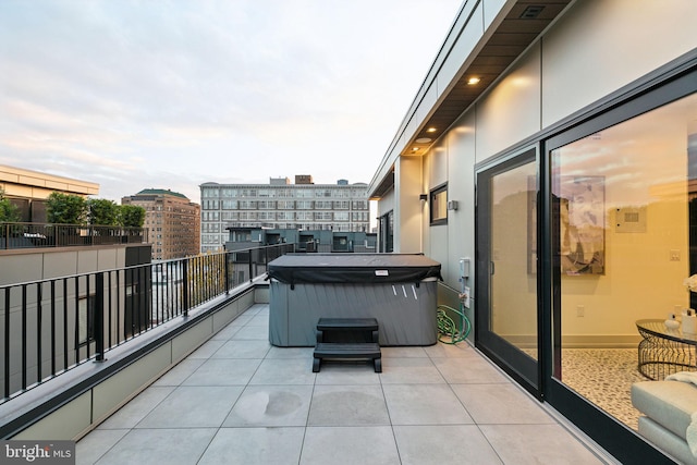 balcony with a hot tub