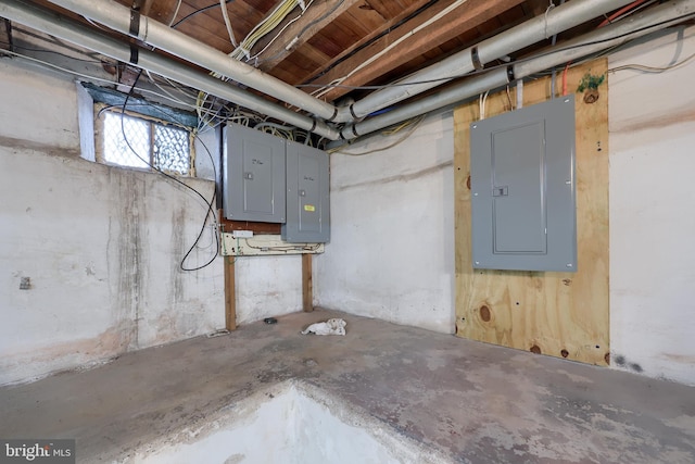 basement with electric panel