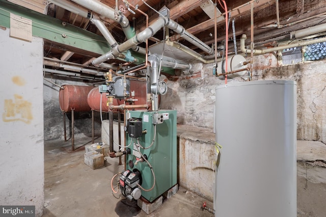 utility room with water heater