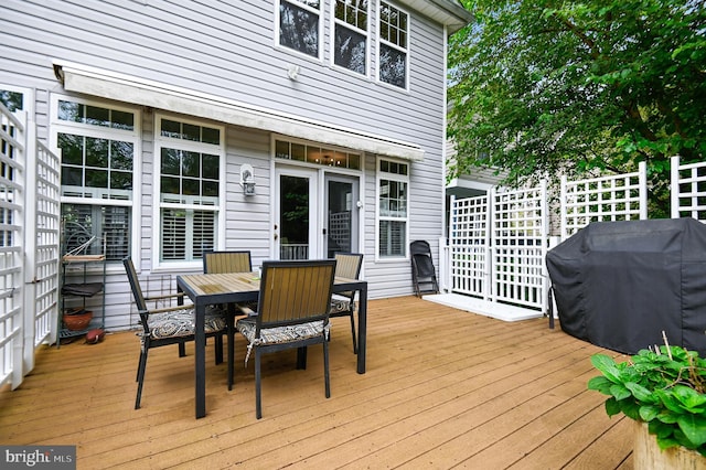 deck featuring area for grilling