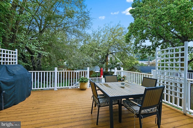 deck featuring grilling area