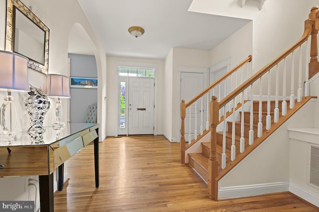 foyer entrance featuring light wood-type flooring