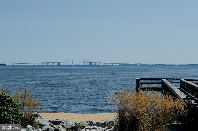 view of dock featuring a water view